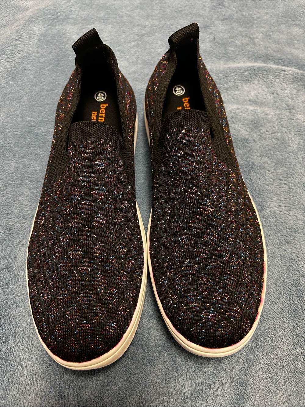 bernie mev. Men’s Slip-On Sneakers - Black with Multicolor Sparkle